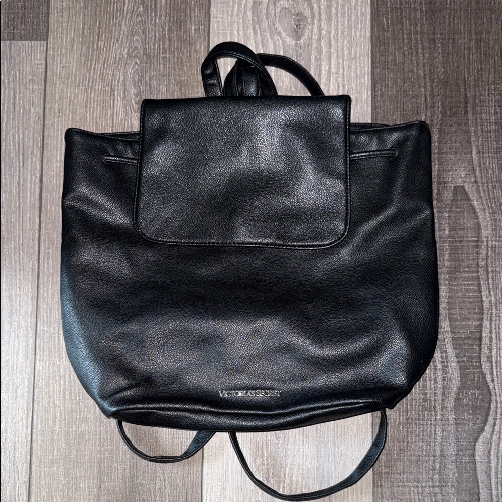 Victoria Secret Black Leather Backpack